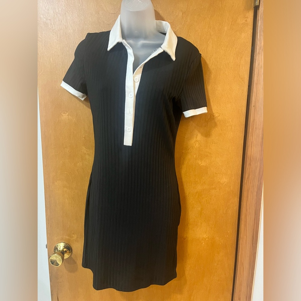 Black Buttoned Polo Dress
